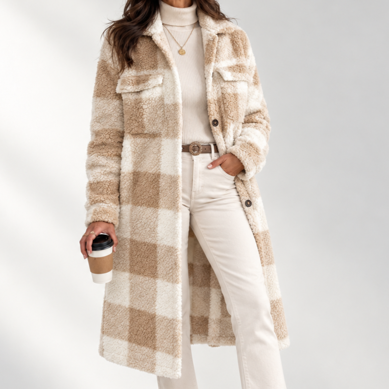 Veste teddy à carreaux Marla