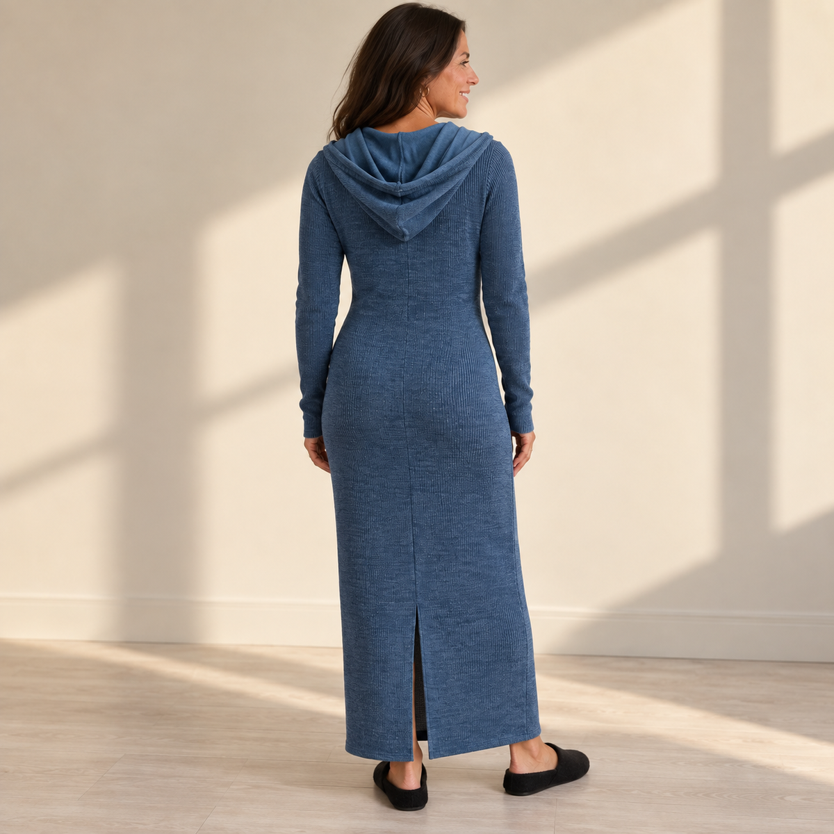 Hooded Knit Maxi Dress
