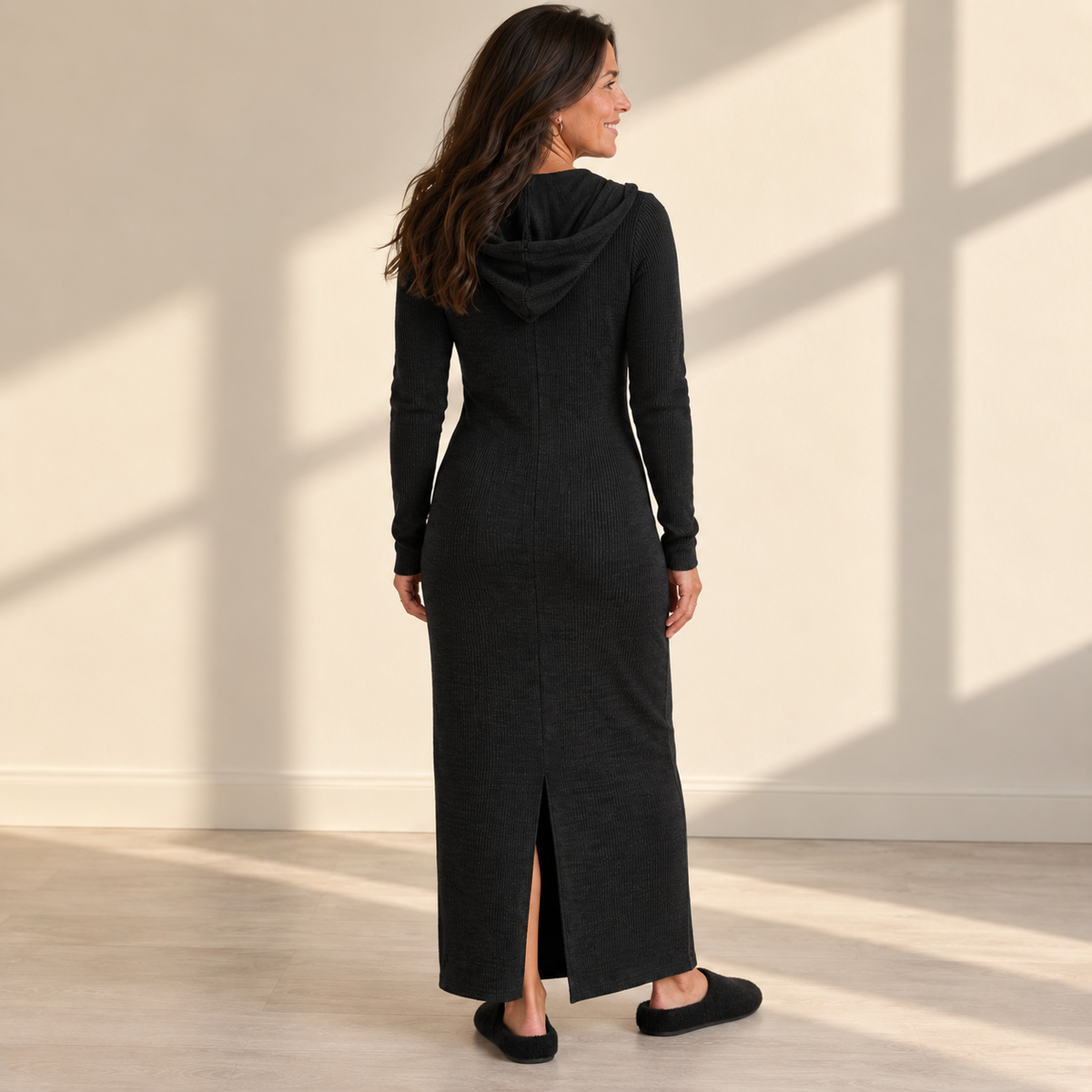 Hooded Knit Maxi Dress