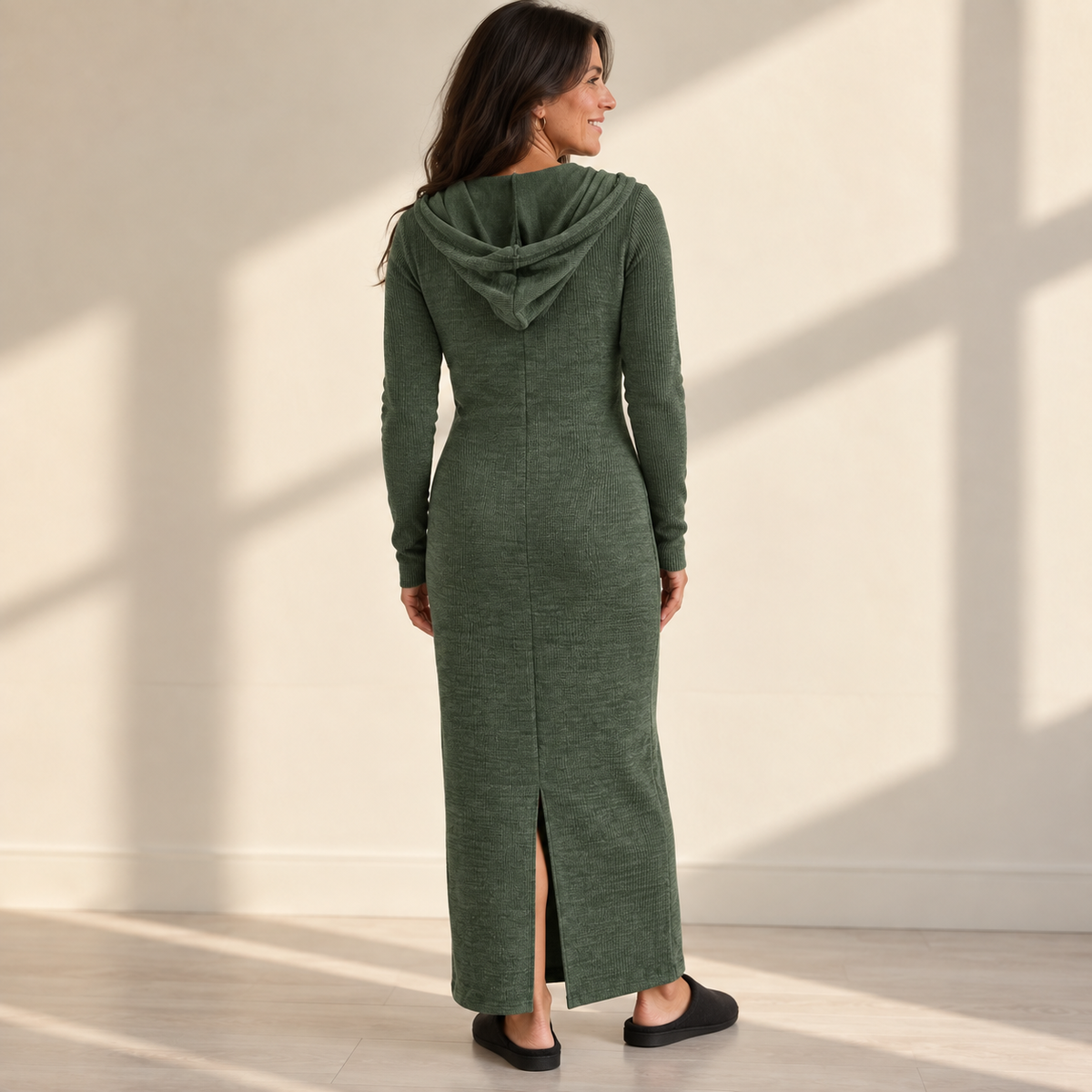 Hooded Knit Maxi Dress
