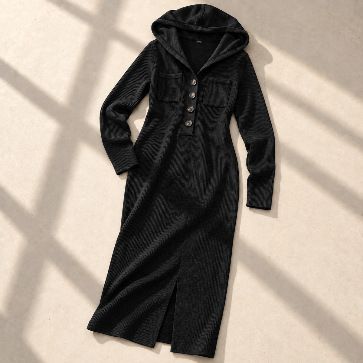Hooded Knit Maxi Dress