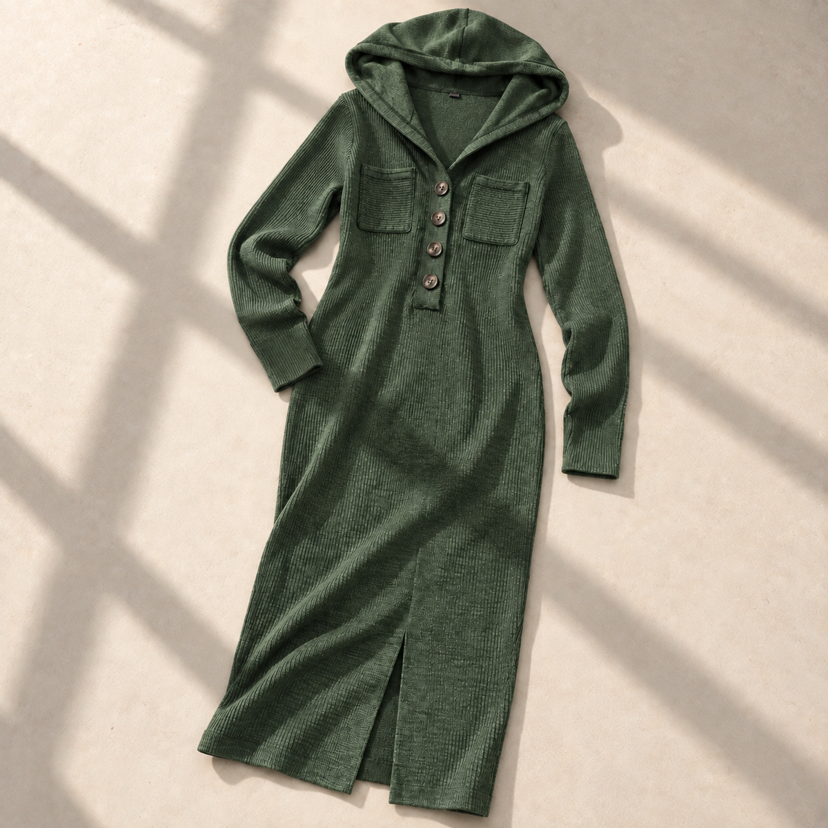 Hooded Knit Maxi Dress