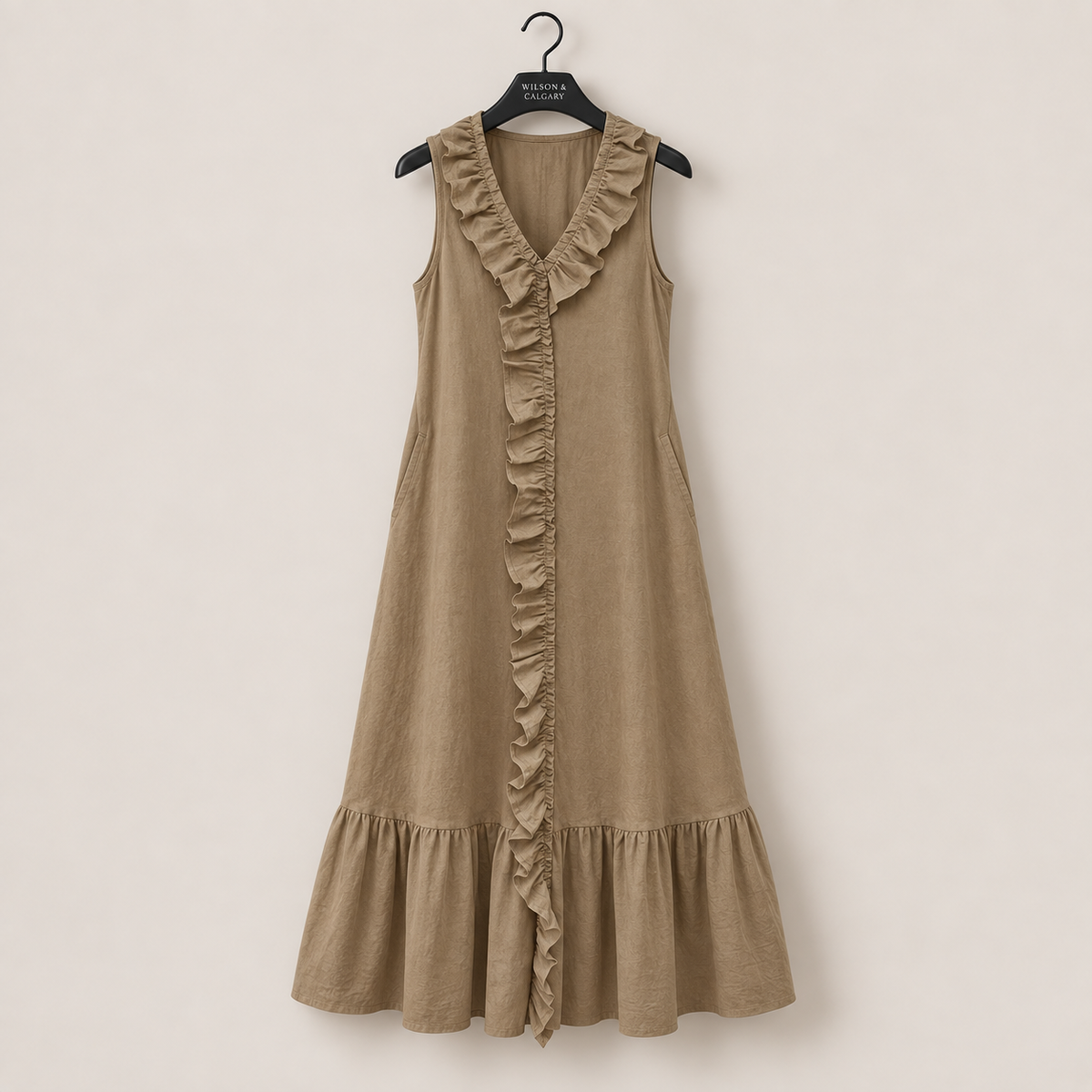 Ruffle V-Neck A-Line Maxi Dress
