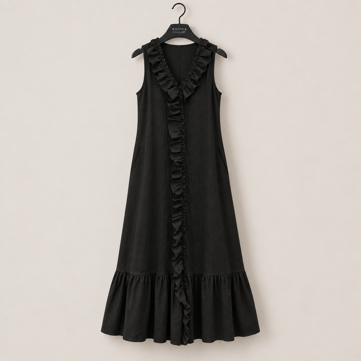Ruffle V-Neck A-Line Maxi Dress