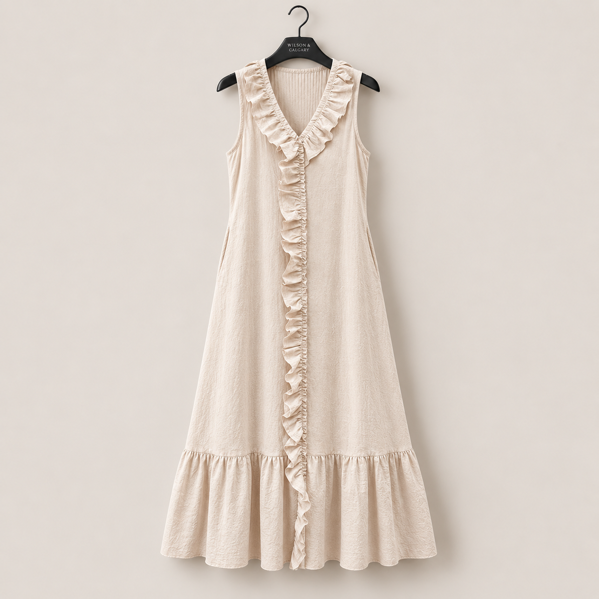 Ruffle V-Neck A-Line Maxi Dress