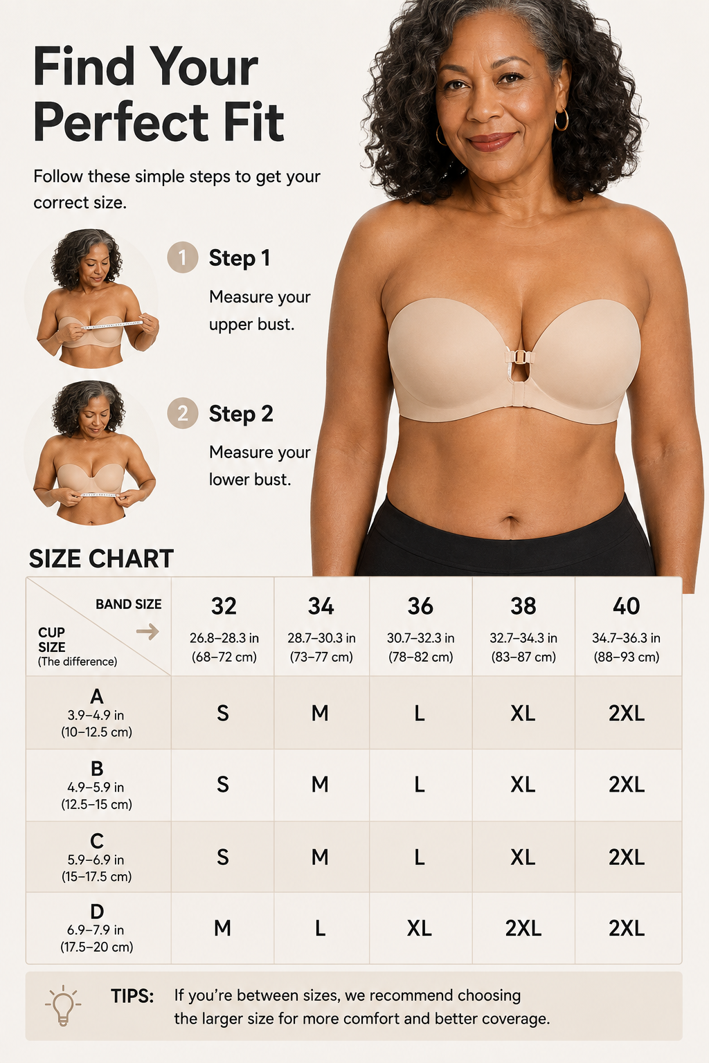Soutien-gorge push-up sans bretelles à fermeture frontale