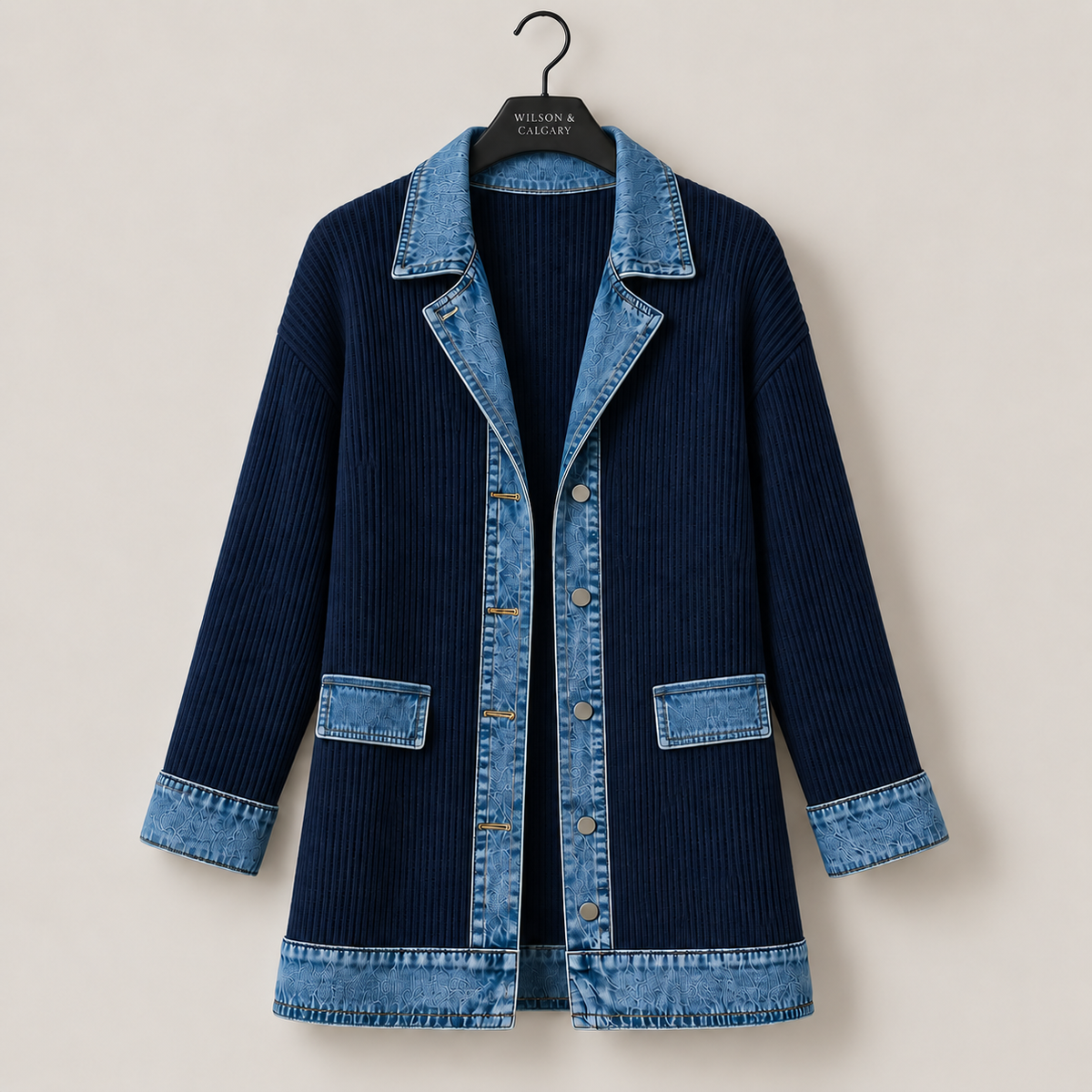 Liv™ | Denim-Trim Knit Jacket