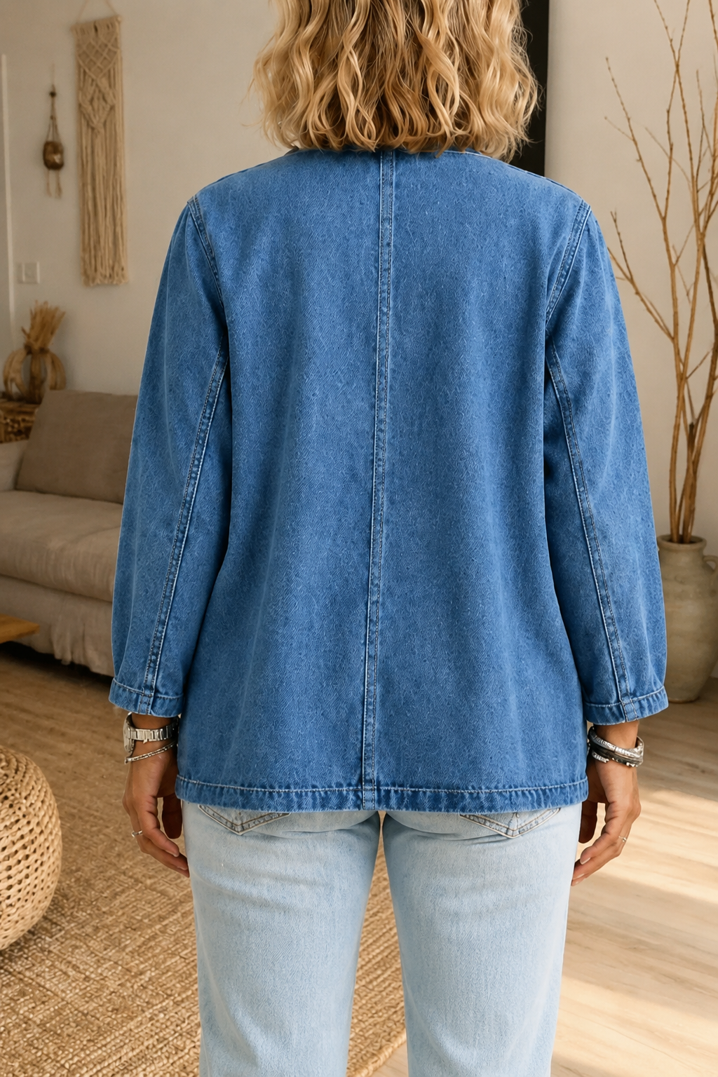 Dariah | Collarless Denim Jacket