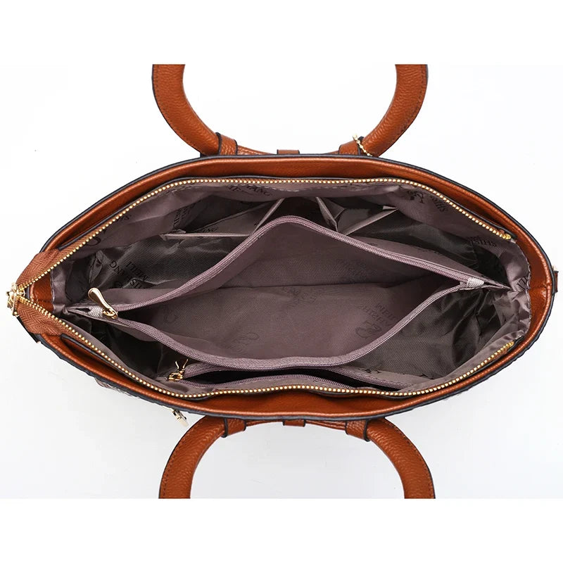 L'Adrienne Embossed Vintage Leather Bag