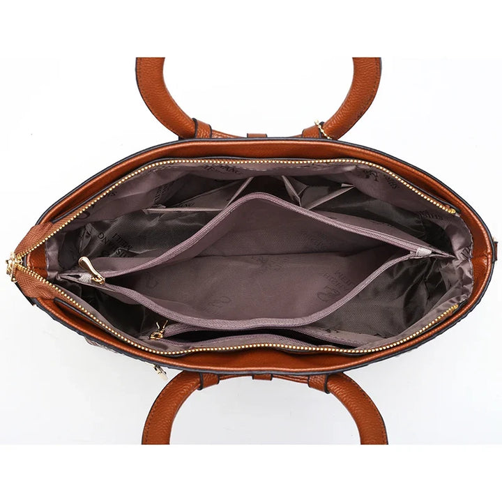 L'Adrienne Embossed Vintage Leather Bag