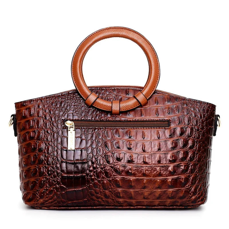 L'Adrienne Embossed Vintage Leather Bag