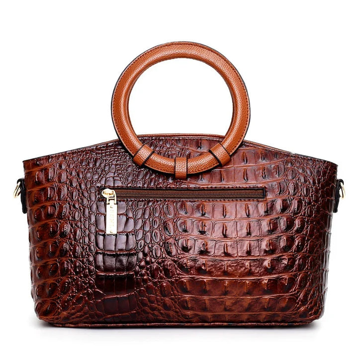L'Adrienne Embossed Vintage Leather Bag