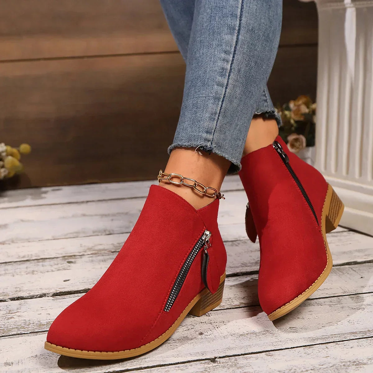 Lora Low Heel Ankle Boots
