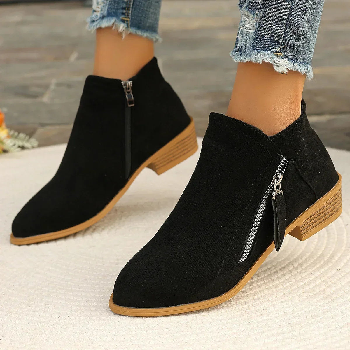 Lora Low Heel Ankle Boots