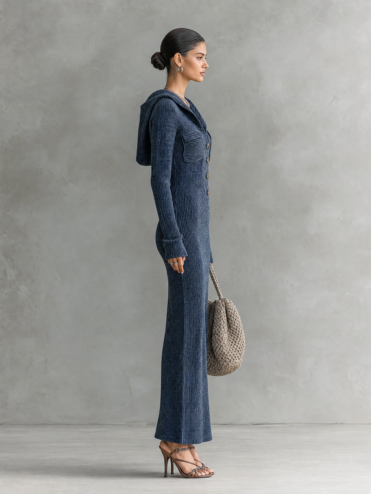 Hooded Knit Maxi Dress