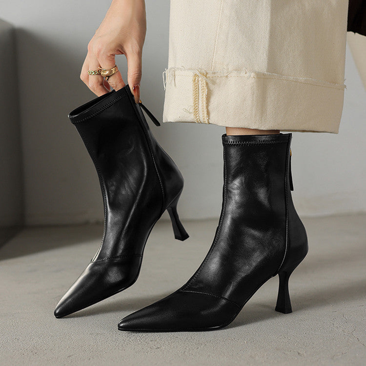 Ami Leather Heeled Ankle Boots