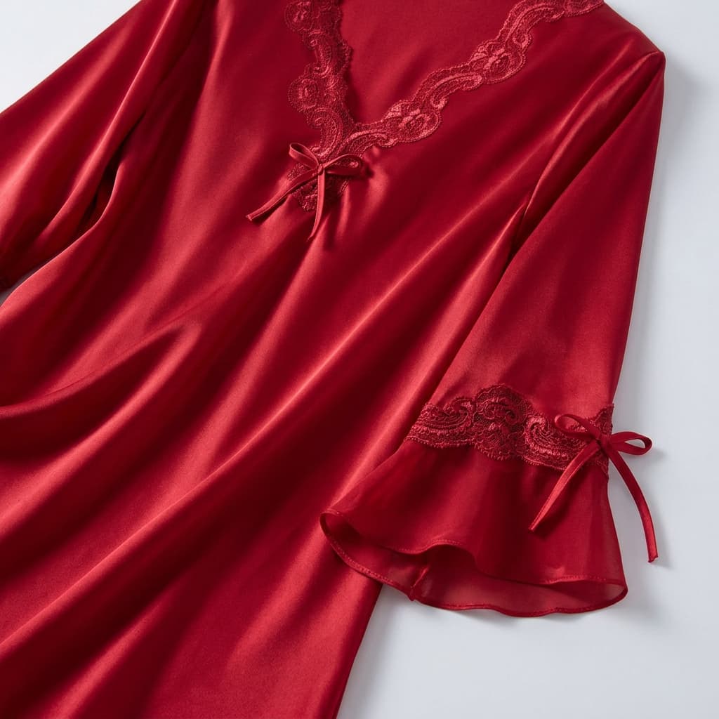 Vivienne | Lace-Trim Satin Pajama Set