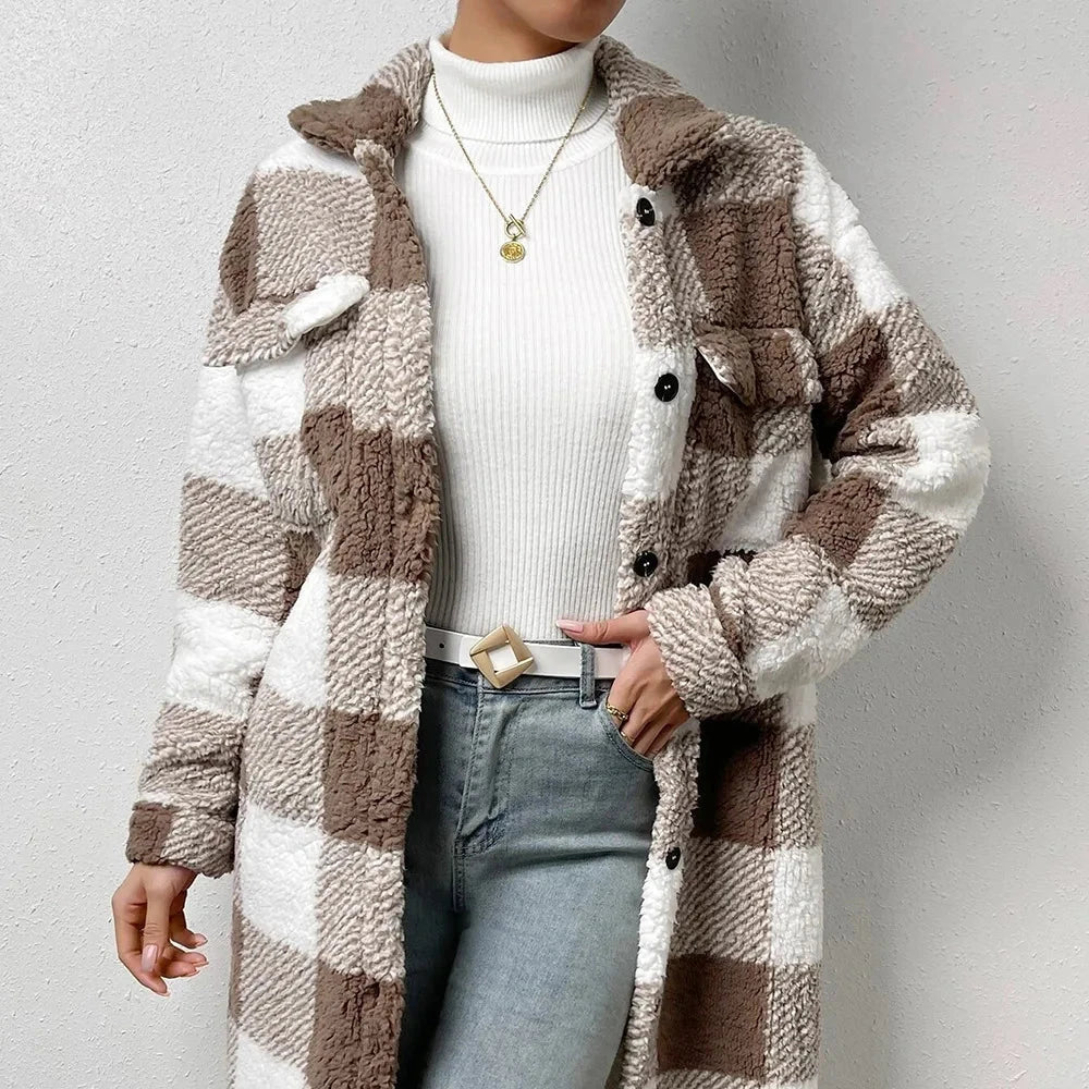 Marla Checkered Teddy Jacket