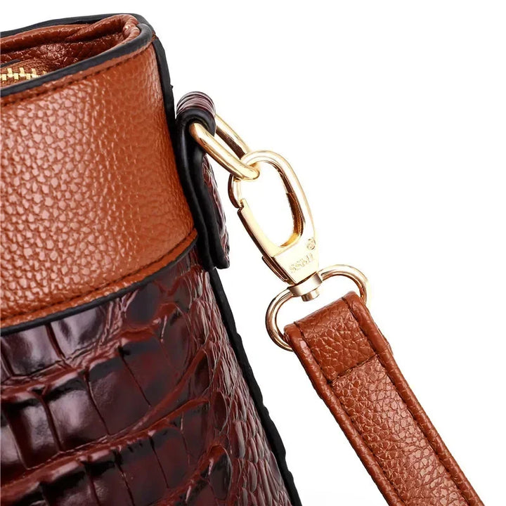 L'Adrienne Embossed Vintage Leather Bag