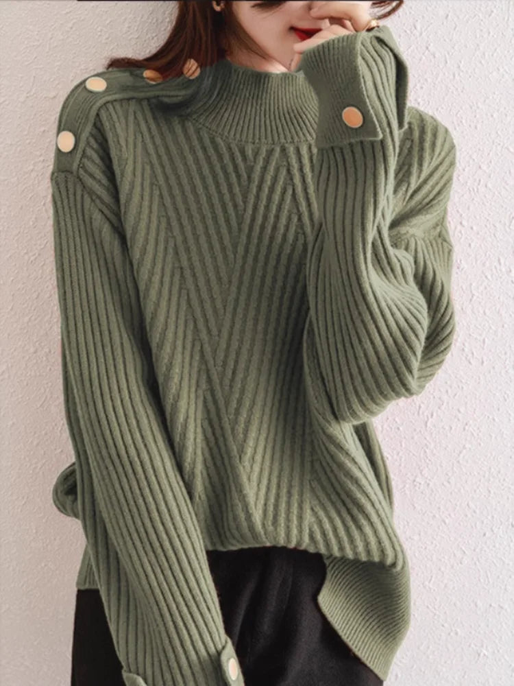 Elona High-Neck Ribbed Sweater