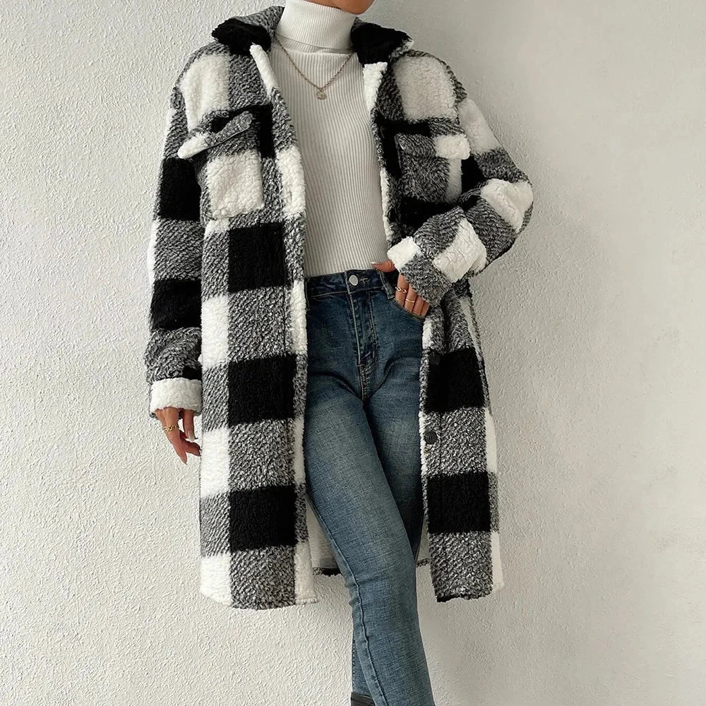 Marla Checkered Teddy Jacket