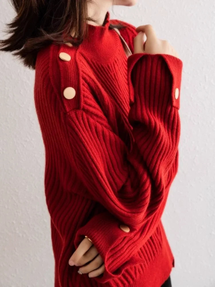 Elona High-Neck Ribbed Sweater