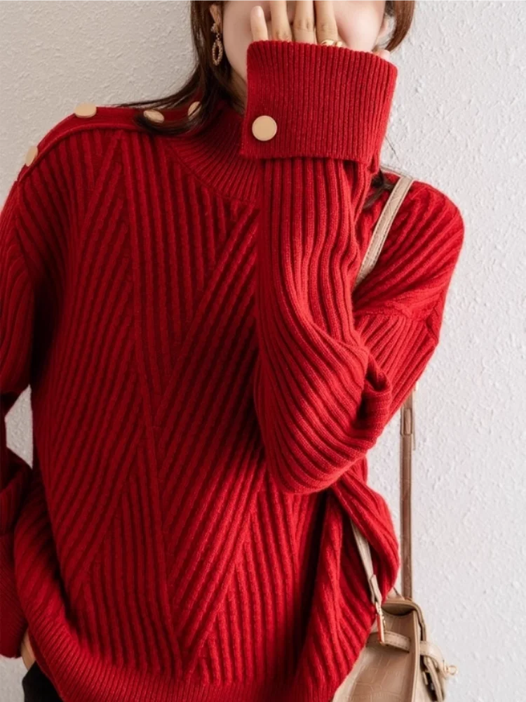 Elona High-Neck Ribbed Sweater