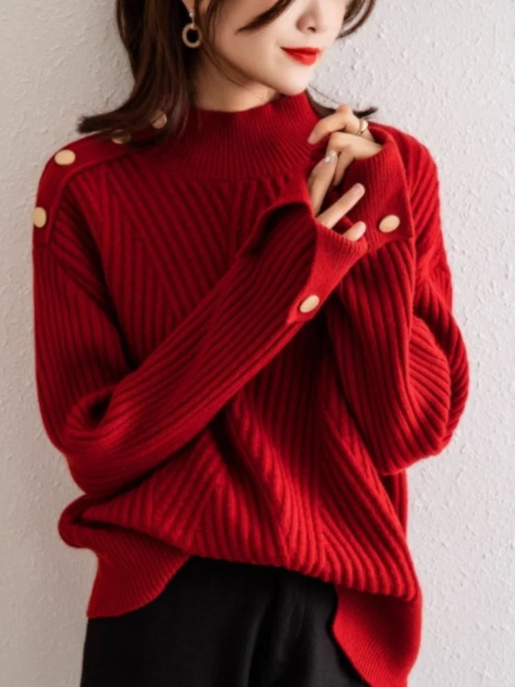 Elona High-Neck Ribbed Sweater