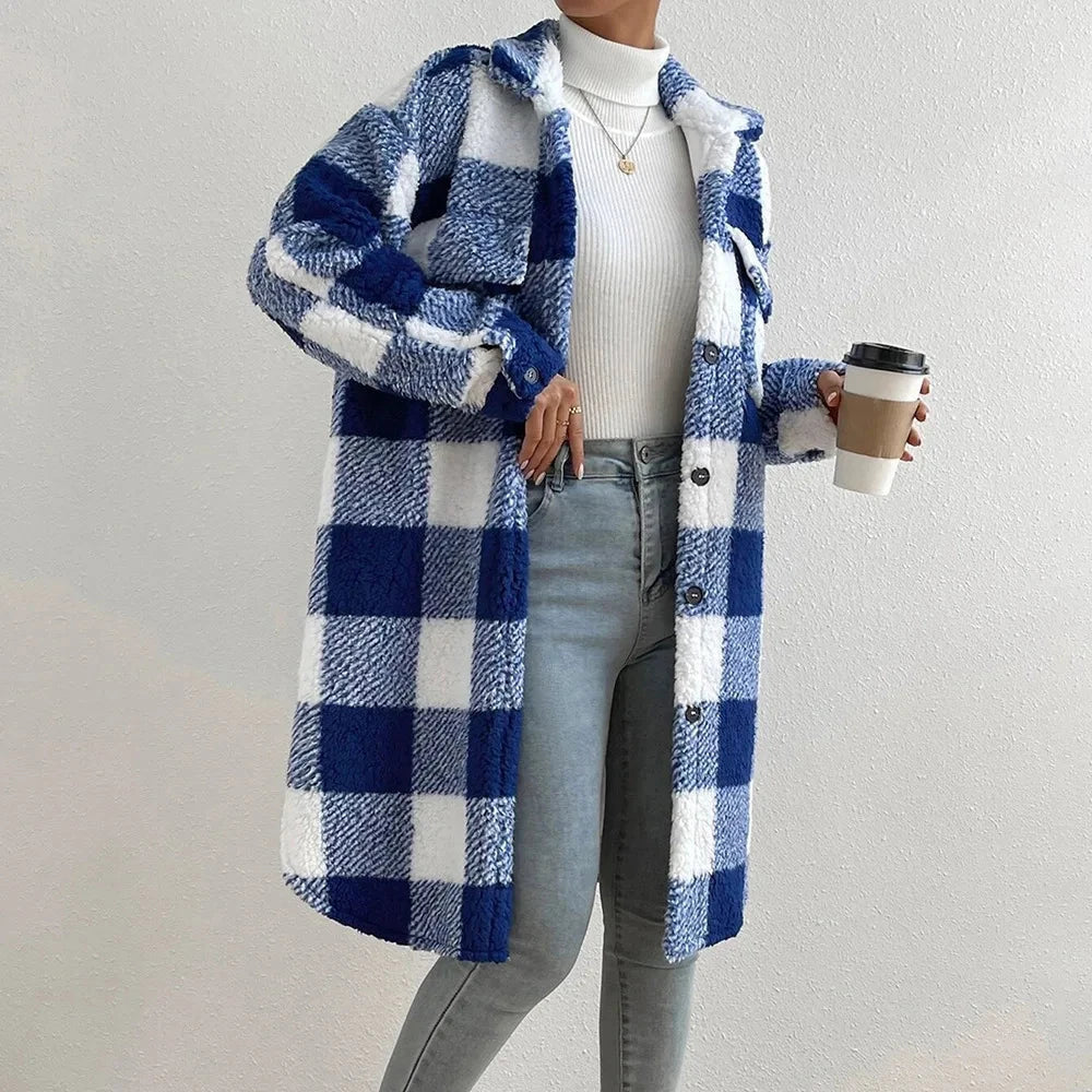 Marla Checkered Teddy Jacket