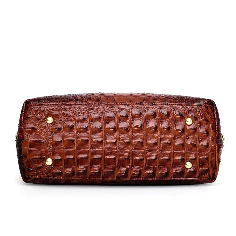 L'Adrienne Embossed Vintage Leather Bag