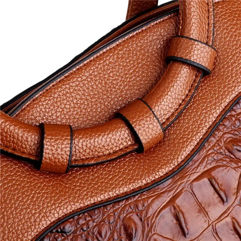 L'Adrienne Embossed Vintage Leather Bag
