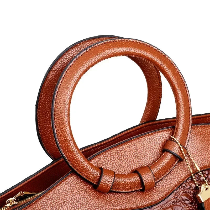 L'Adrienne Embossed Vintage Leather Bag