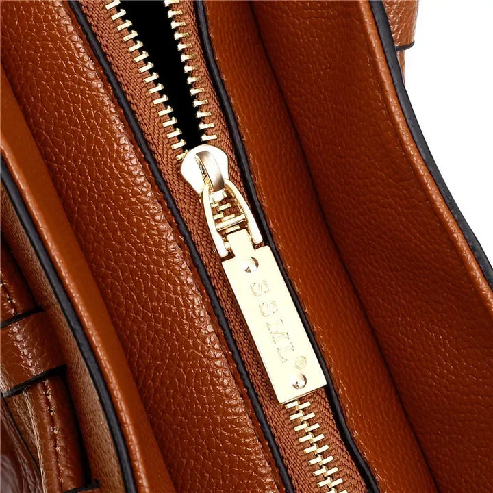 L'Adrienne Embossed Vintage Leather Bag
