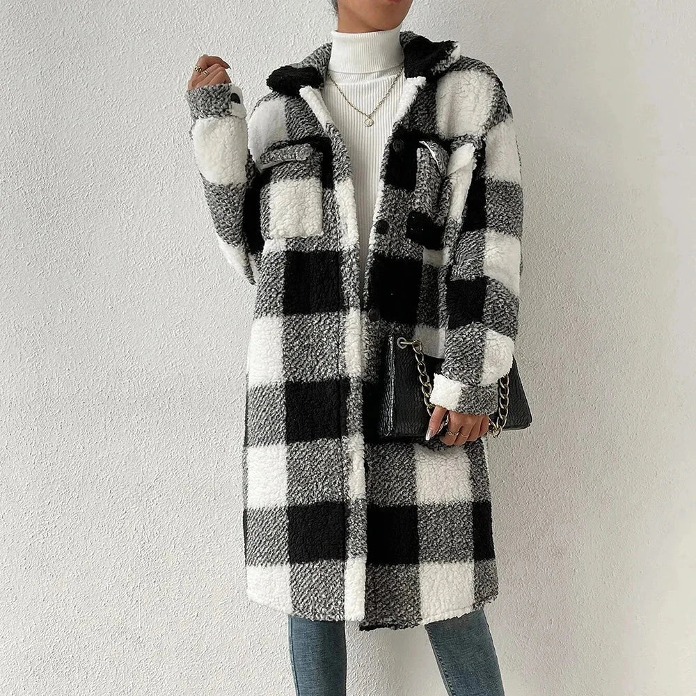 Marla Checkered Teddy Jacket