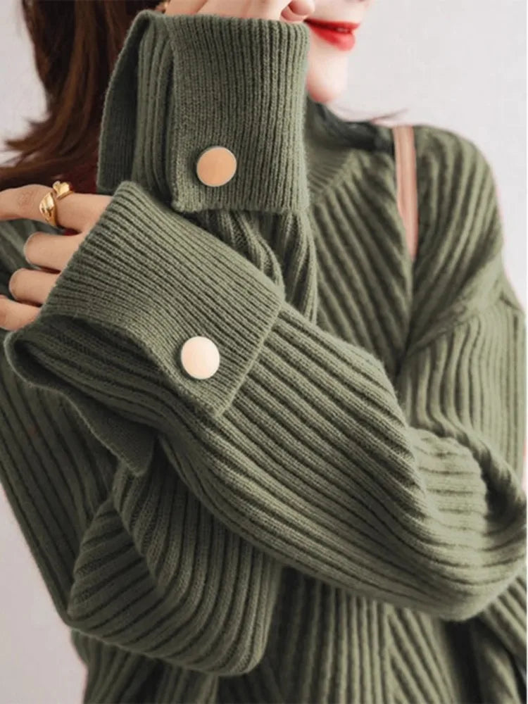 Elona High-Neck Ribbed Sweater