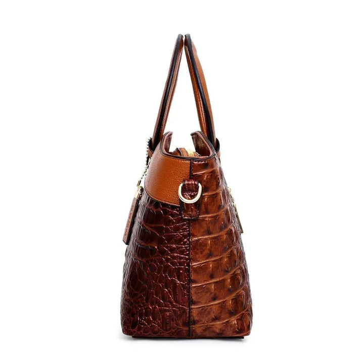 L'Adrienne Embossed Vintage Leather Bag