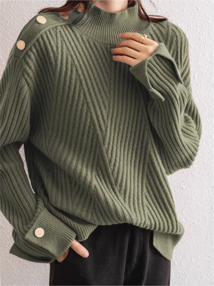 Elona High-Neck Ribbed Sweater