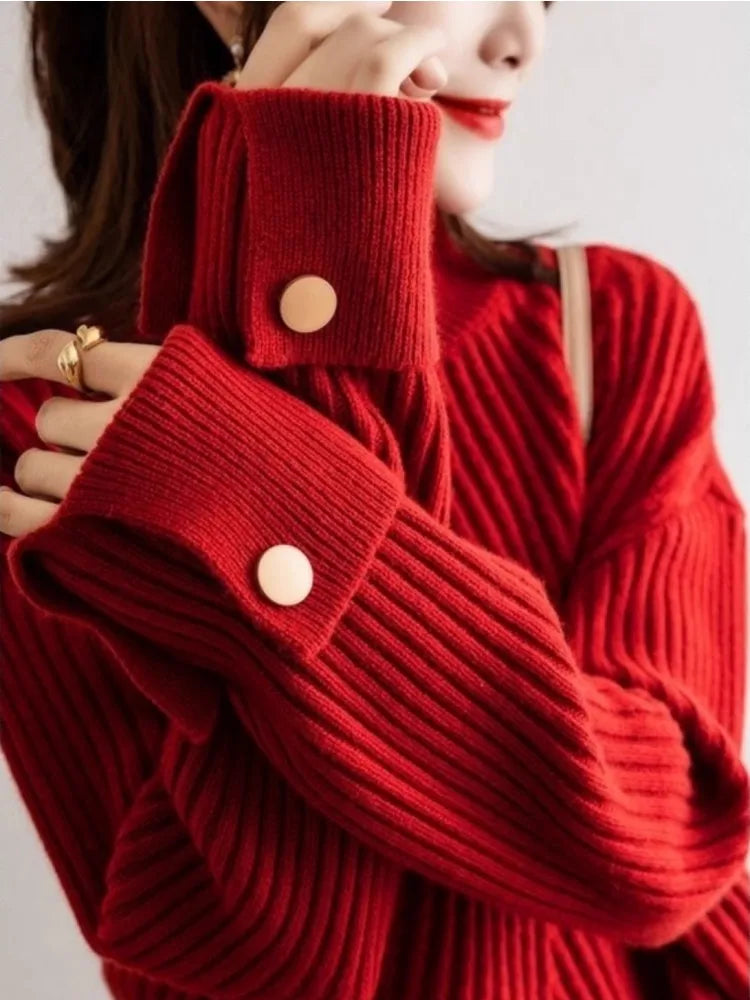 Elona High-Neck Ribbed Sweater