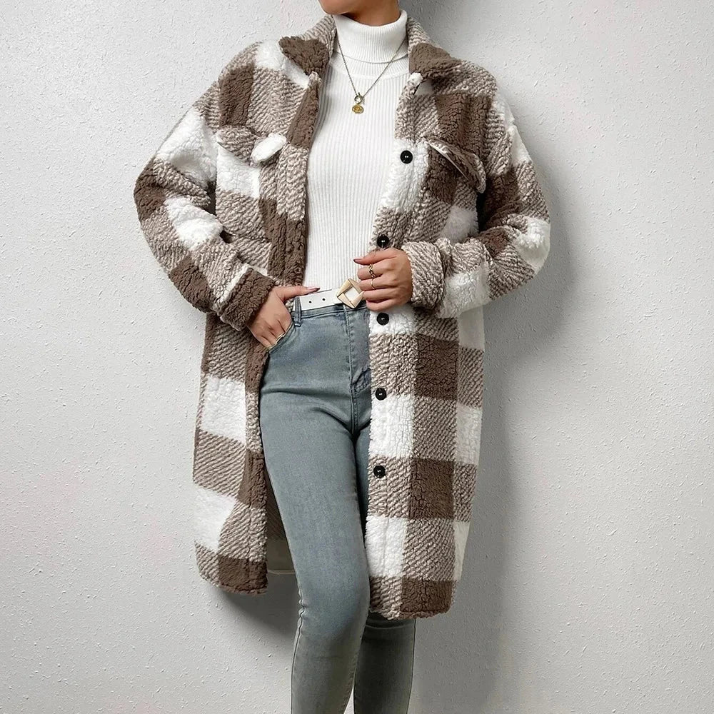 Marla Checkered Teddy Jacket