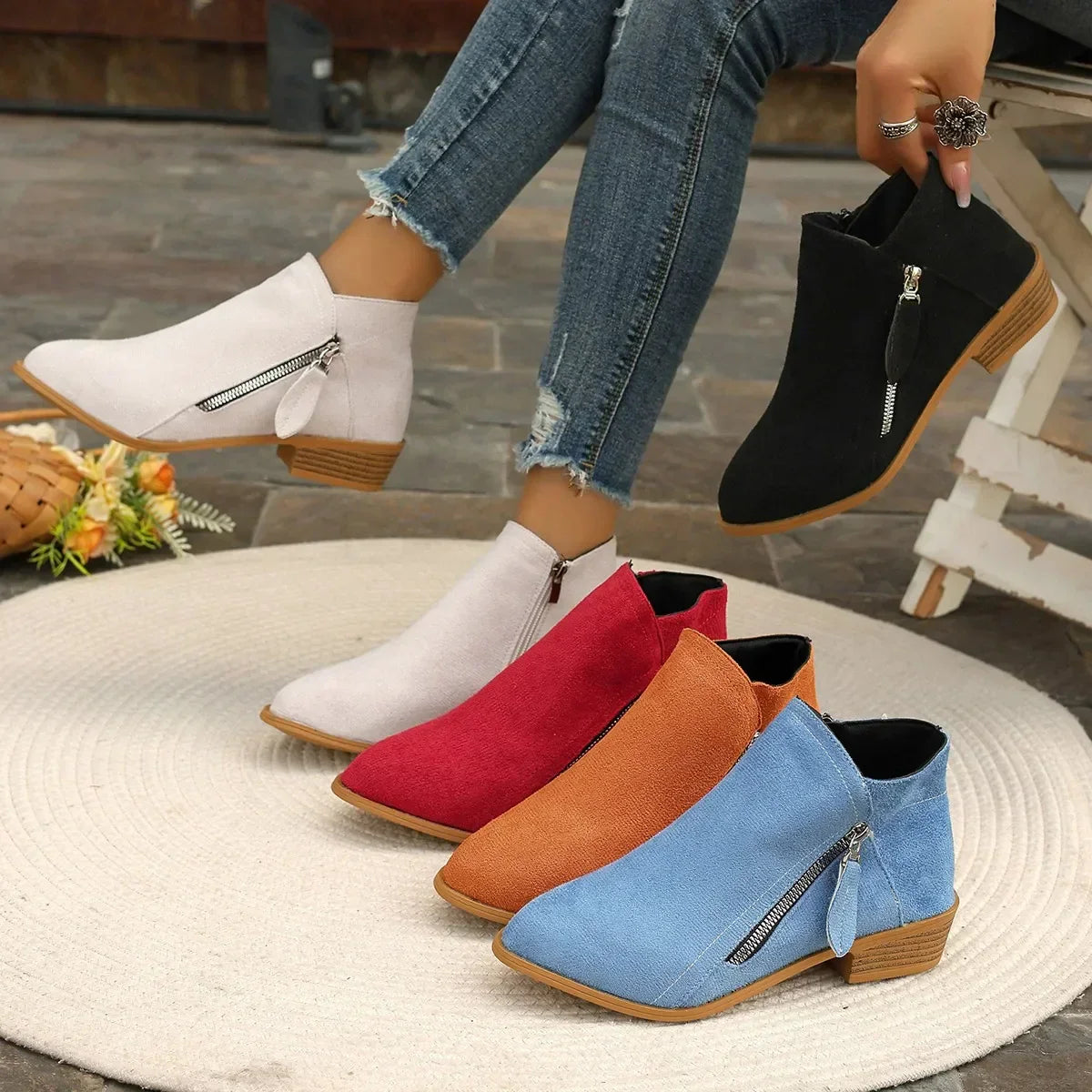 Lora Low Heel Ankle Boots
