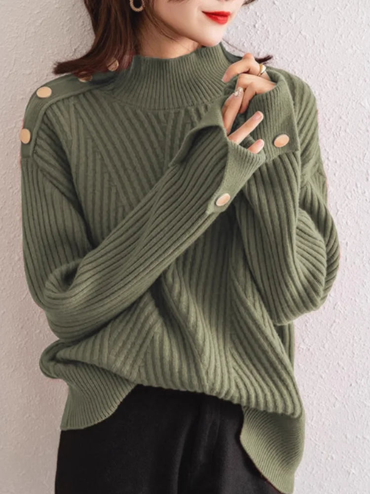 Elona High-Neck Ribbed Sweater