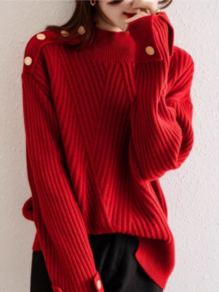 Elona High-Neck Ribbed Sweater