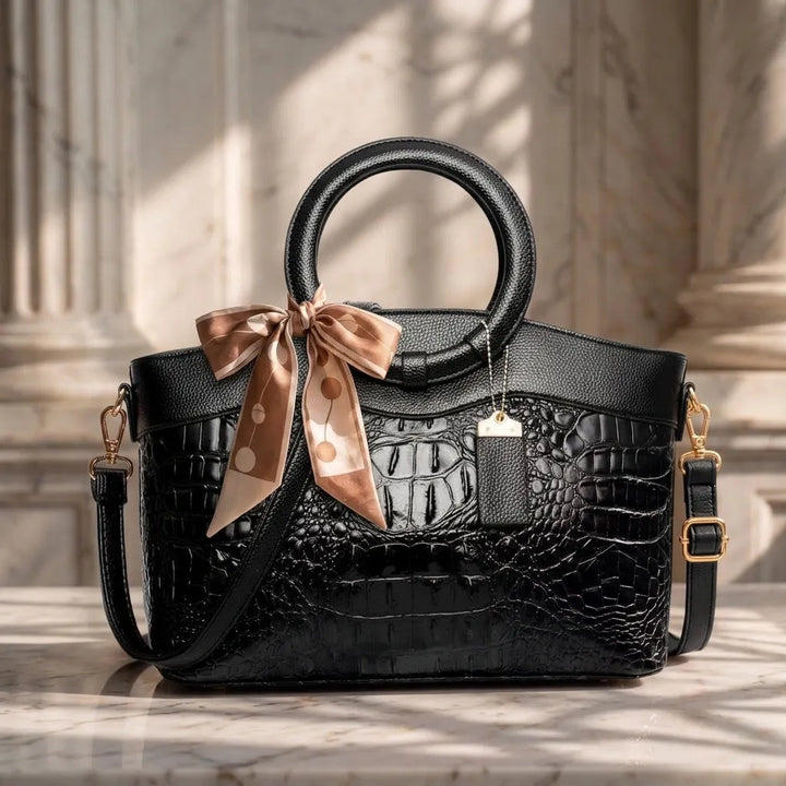 L'Adrienne Embossed Vintage Leather Bag