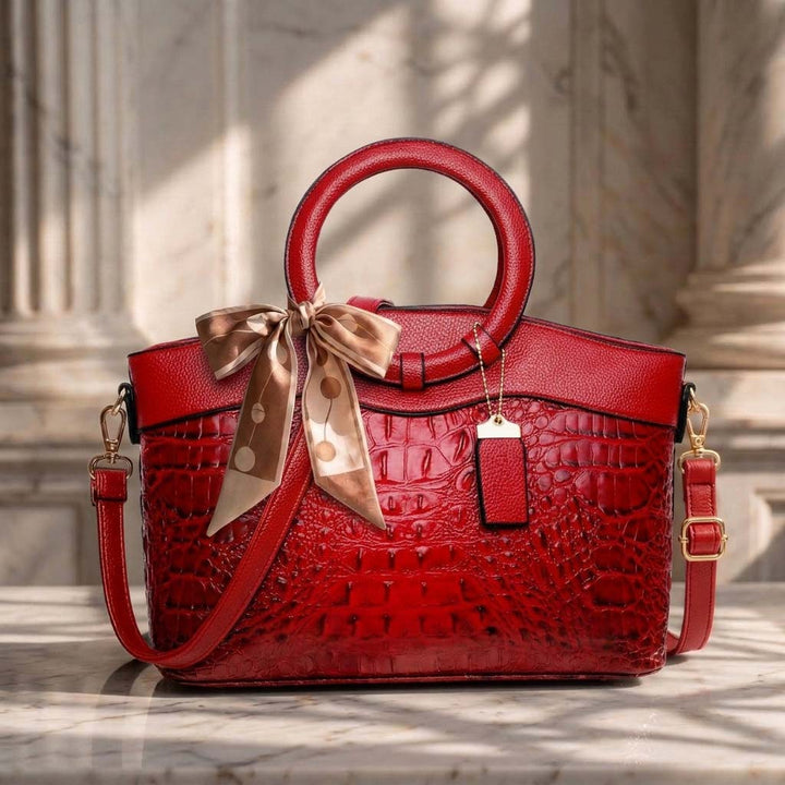 L'Adrienne Embossed Vintage Leather Bag