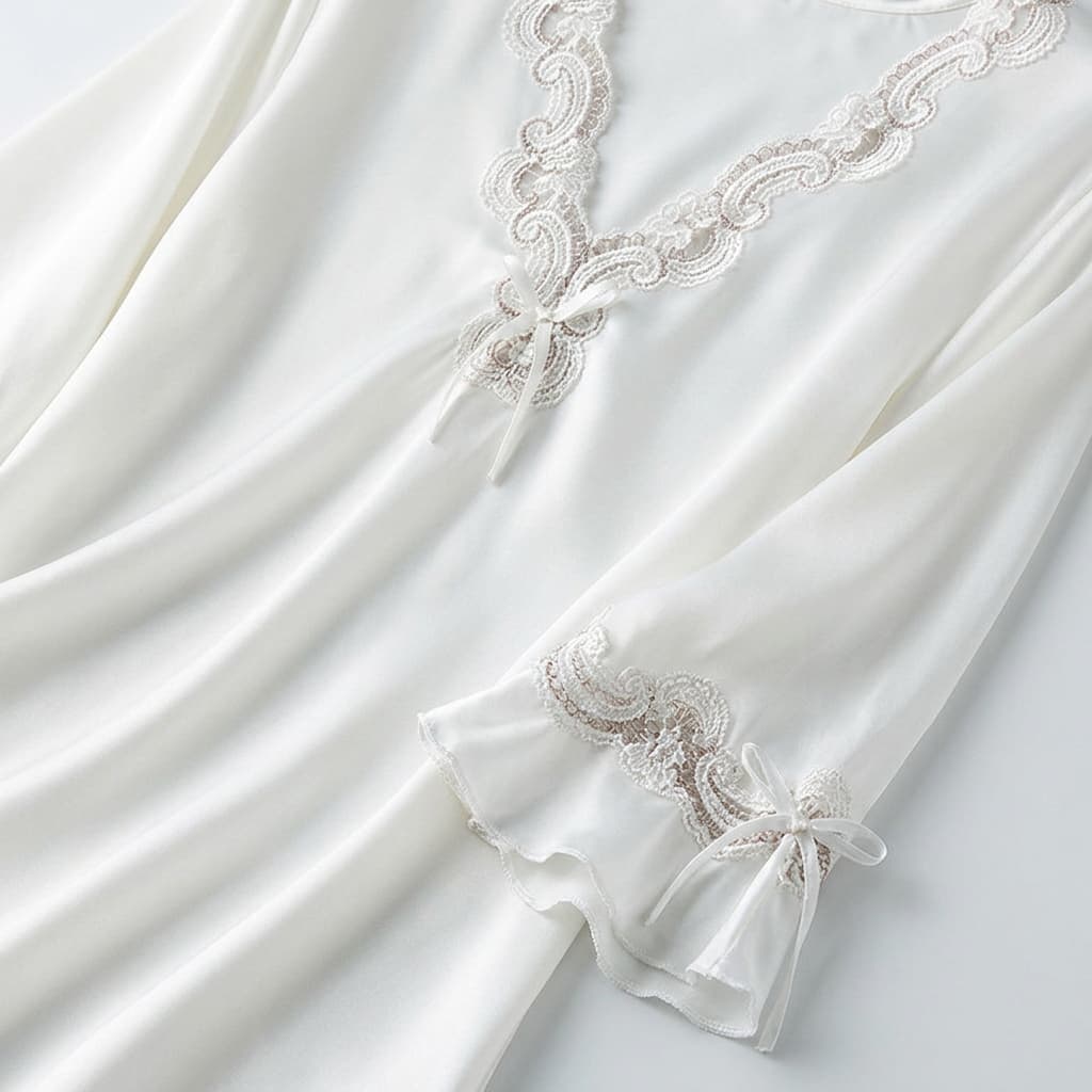 Vivienne | Lace-Trim Satin Pajama Set