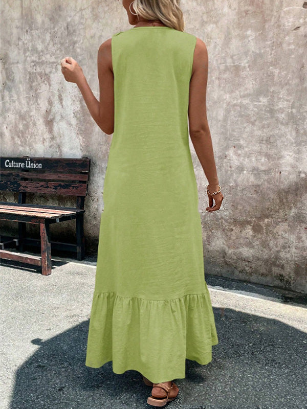 A-line pleated maxi dresses