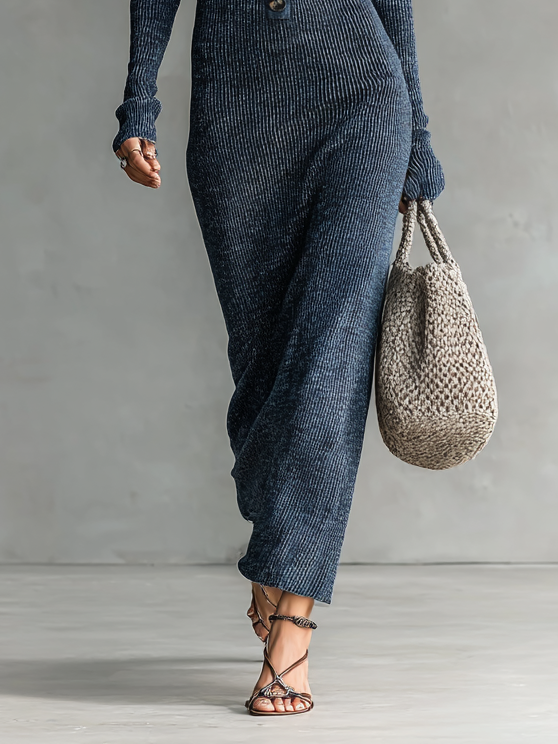 Hooded Knit Maxi Dress