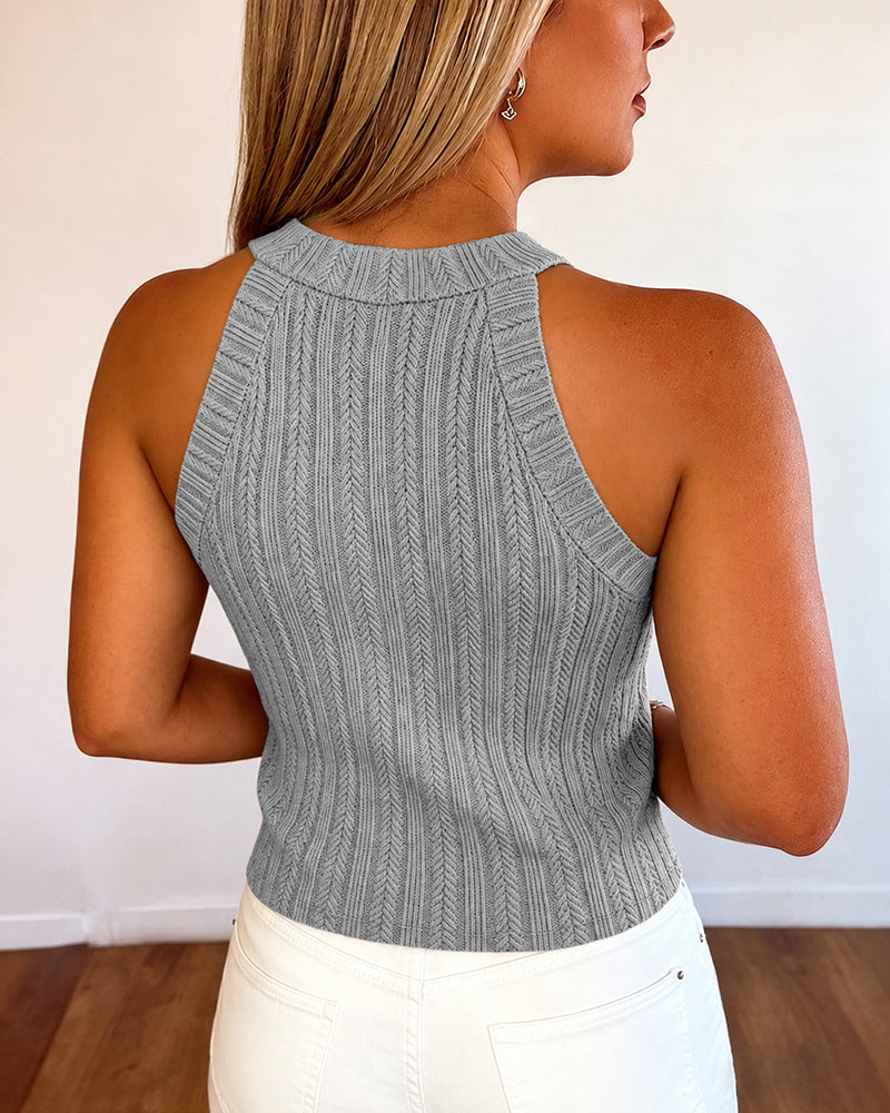 Halter Neck Knit Tank Top