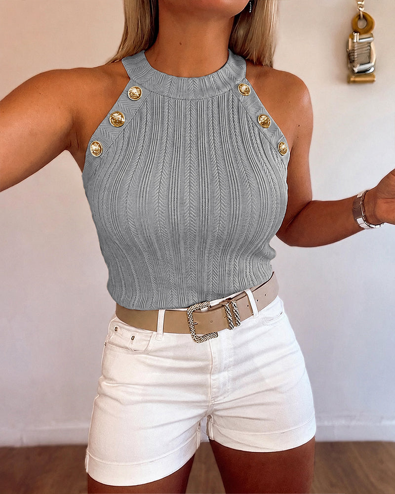 Halter Neck Knit Tank Top