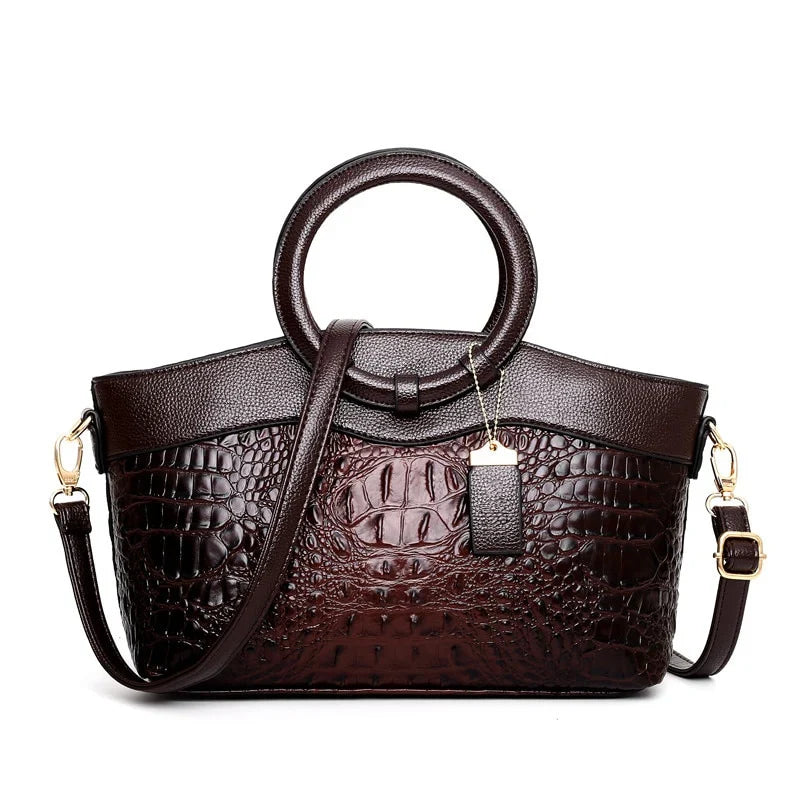 L'Adrienne Embossed Vintage Leather Bag